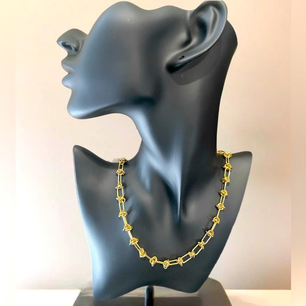 Stainless Steel Twisted Knot Necklace Gold Plated Tarnish Resistant